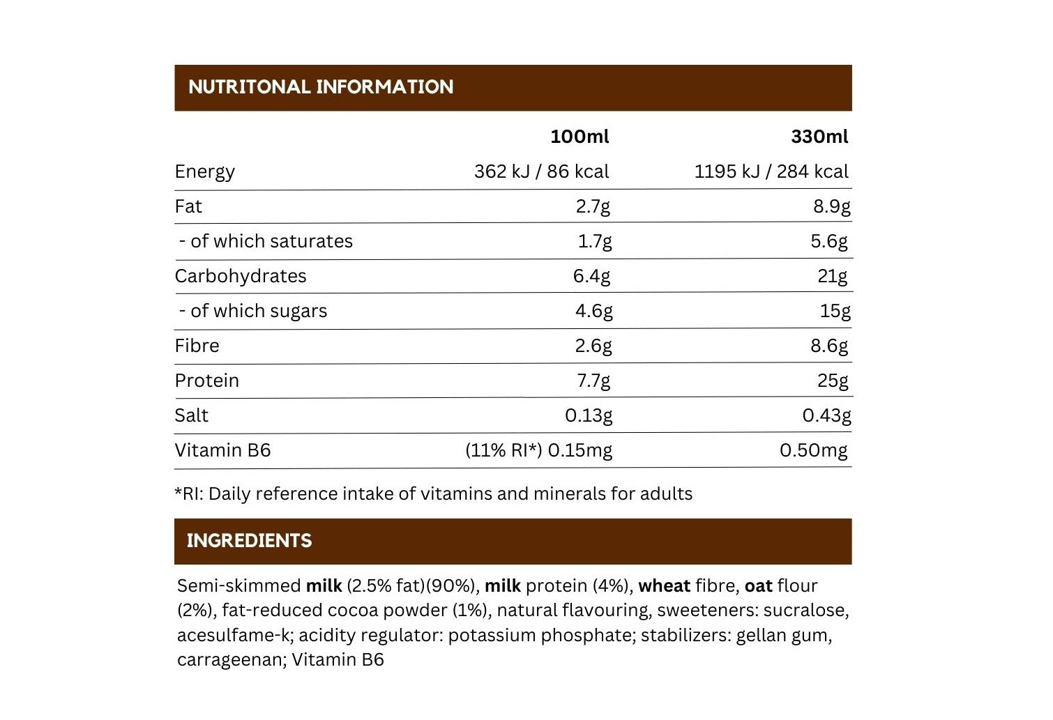 Protein Shake - Ultimate Chocolate x 1 (330 ml)