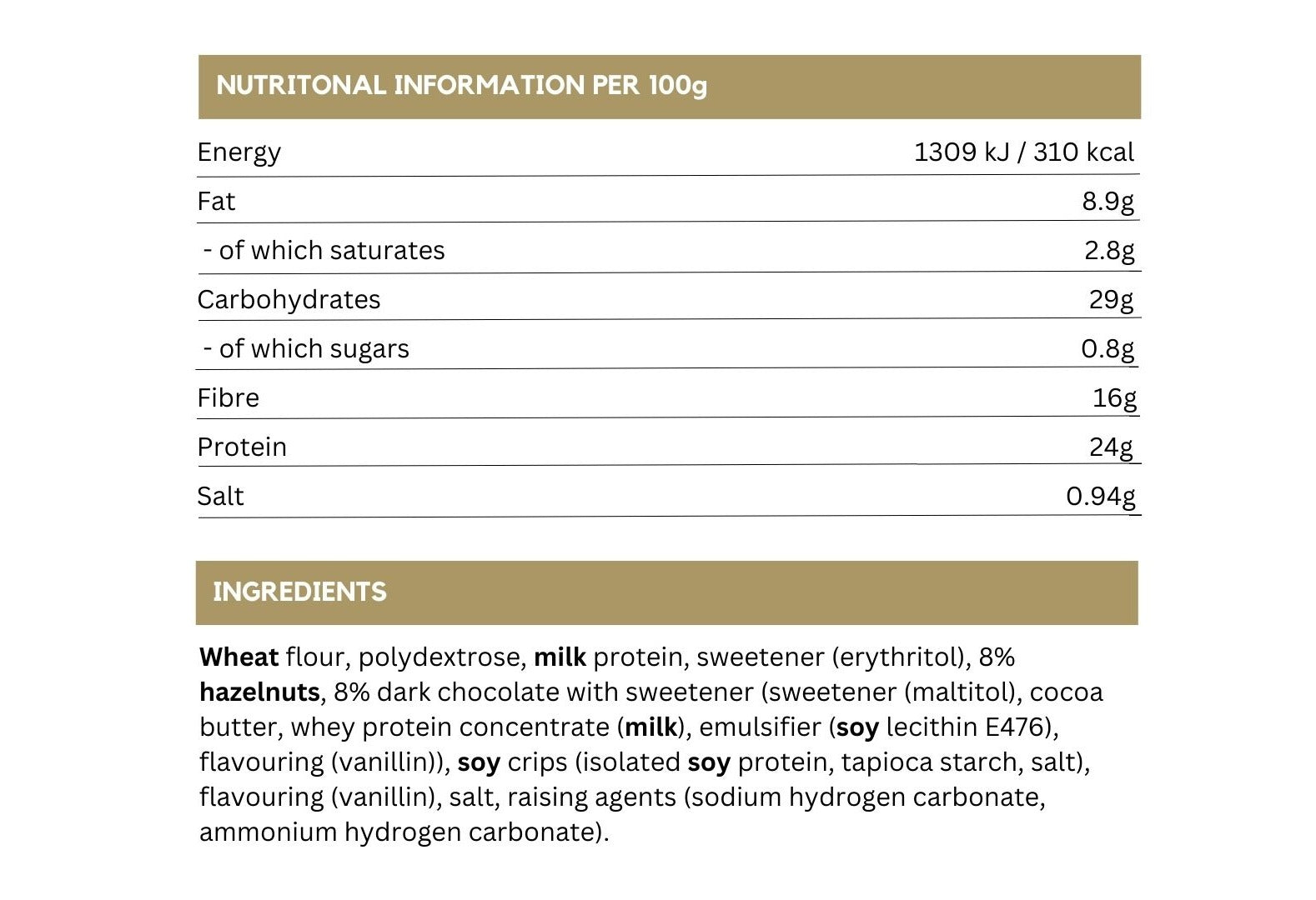 Protein Baking Mix (500 g) - Chocolate Chip &amp; Hazelnut Cookies